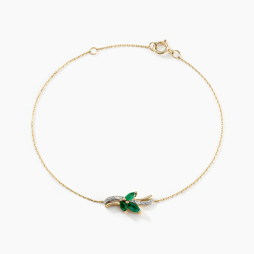 Bracelet Angie Or Jaune Emeraude Diamant - Bracelets cha&icirc;nes Femme | Marc Orian