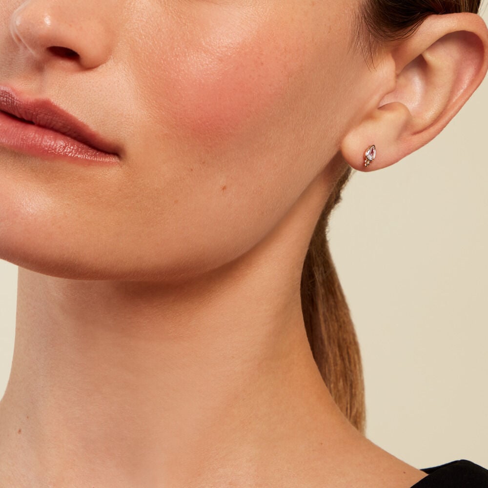 Boucles D'oreilles Puces Marika Plaqué Or Doré Oxyde De Zirconium - Puces Femme | Marc Orian