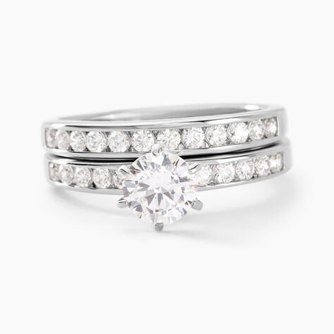 Bague Double Jeu Argent Blanc Oxyde De Zirconium - Solitaires Femme | Marc Orian