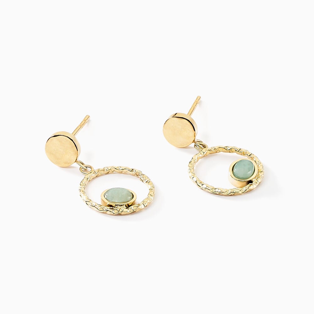 Boucles D'oreilles Pendantes Acier Dor&eacute; Amazonite - Pendantes Femme | Marc Orian