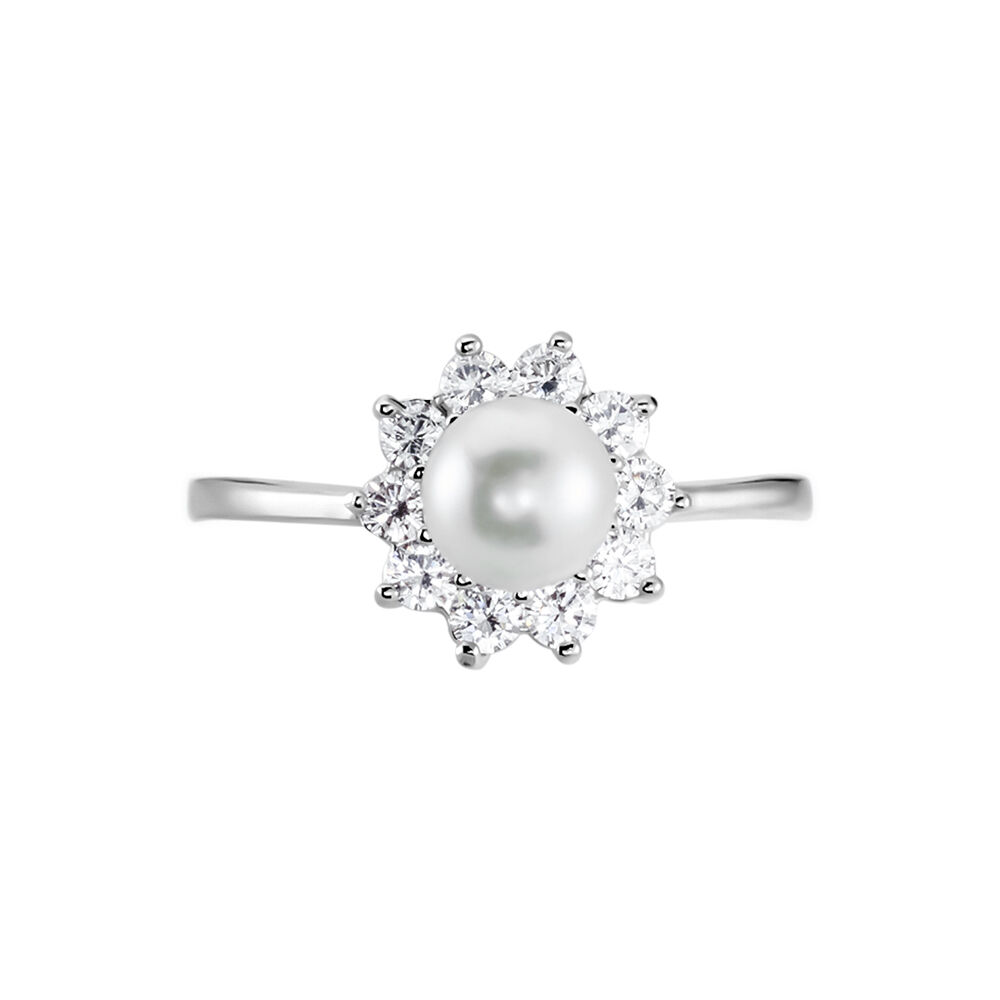 Bague Argent Blanc Cheri Perle De Culture Oxydes De Zirconium - Bagues vintage Femme | Marc Orian