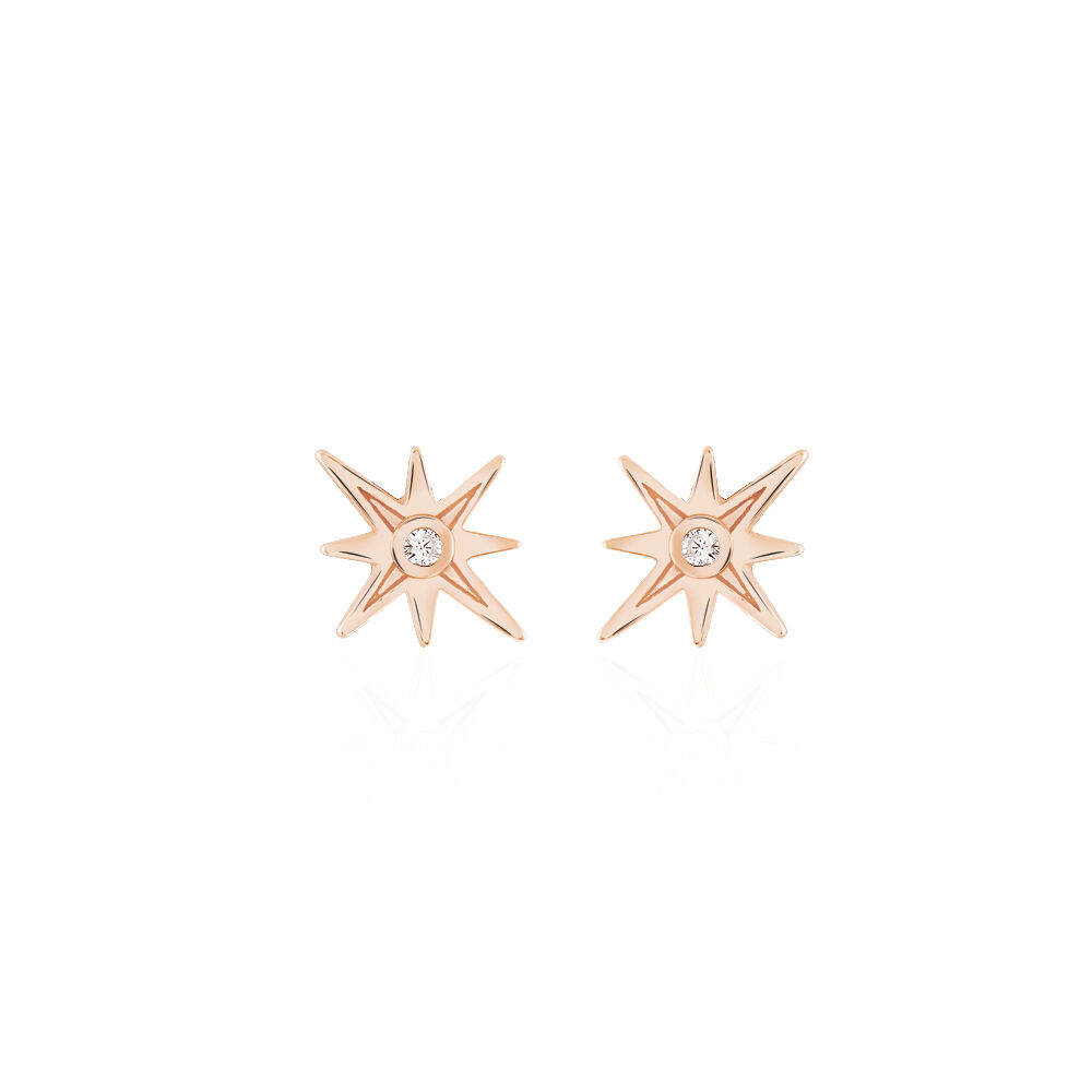 Boucles D'oreilles Puces Maelya Argent Rose Oxyde De Zirconium - Puces Femme | Marc Orian