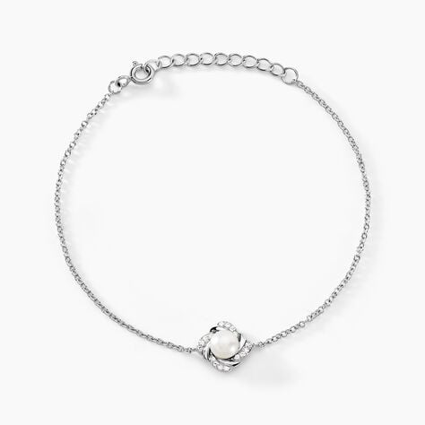 Bracelet Laetoria Argent Blanc Perle De Culture Oxyde De Zirconium - Bracelets chaînes Femme | Marc Orian