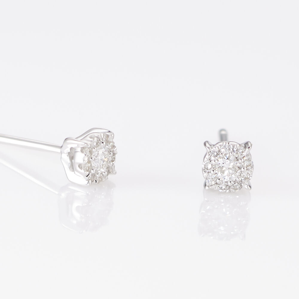 Boucles D'oreilles Puces Artemis Or Blanc Diamant - Puces Femme | Marc Orian