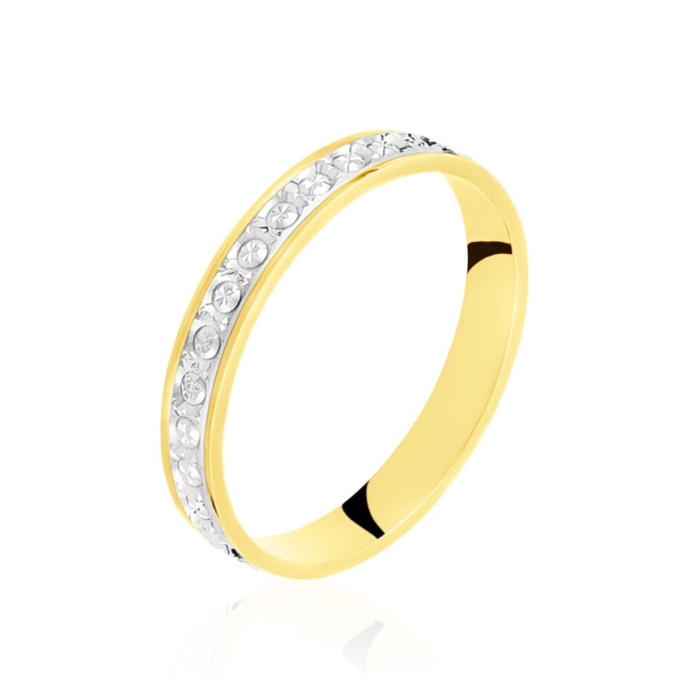 Alliance Fantaisie Diamantee Ruban Plat Or Bicolore - Alliances duo Unisex | Marc Orian