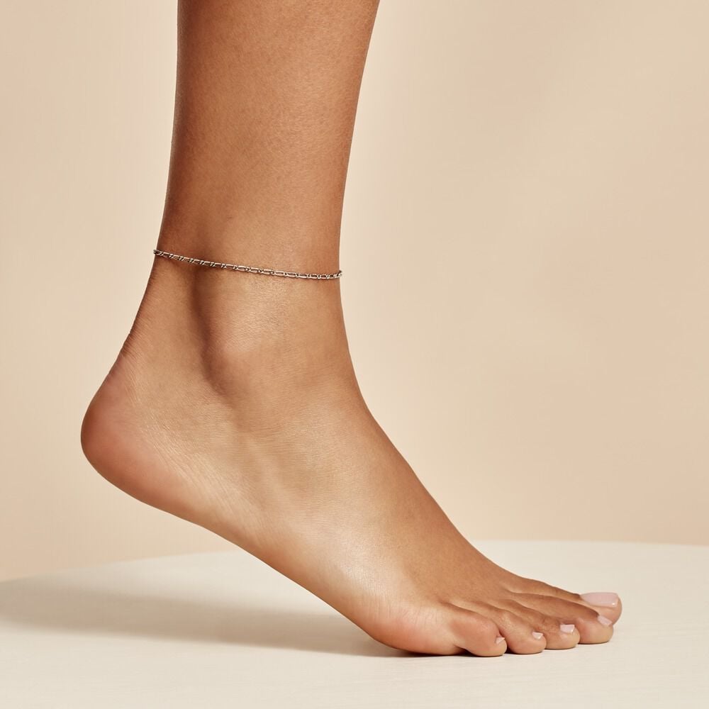 Chaîne De Cheville Laurelyn Maille Alternee 1/1 Argent Blanc - Chaines de cheville Femme | Marc Orian