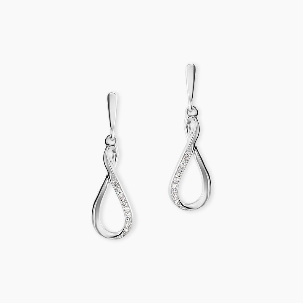 Boucles D'oreilles Pendantes Vanessa Or Blanc Diamant - Pendantes Femme | Marc Orian