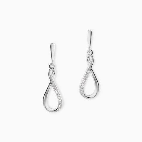 Boucles D'oreilles Pendantes Vanessa Or Blanc Diamant - Pendantes Femme | Marc Orian