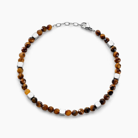 Bracelet Oleg Acier Blanc Oeil De Tigre - Bracelets chaînes Homme | Marc Orian