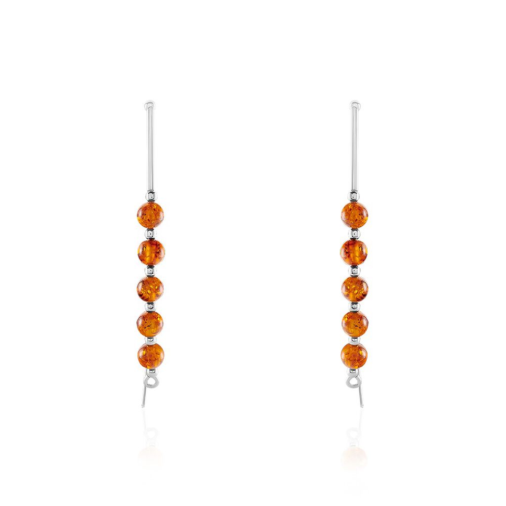Boucles D'oreilles Pendantes Satu Argent Blanc Ambre - Pendantes Femme | Marc Orian
