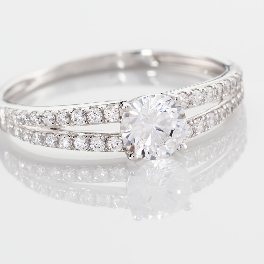 Bague Fina Or Blanc Oxyde De Zirconium - Bagues Solitaire Femme | Marc Orian