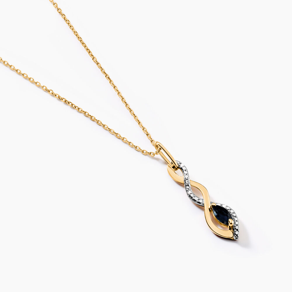 Collier Ondulations Or Jaune Saphir Diamant - Colliers avec pierres Femme | Marc Orian