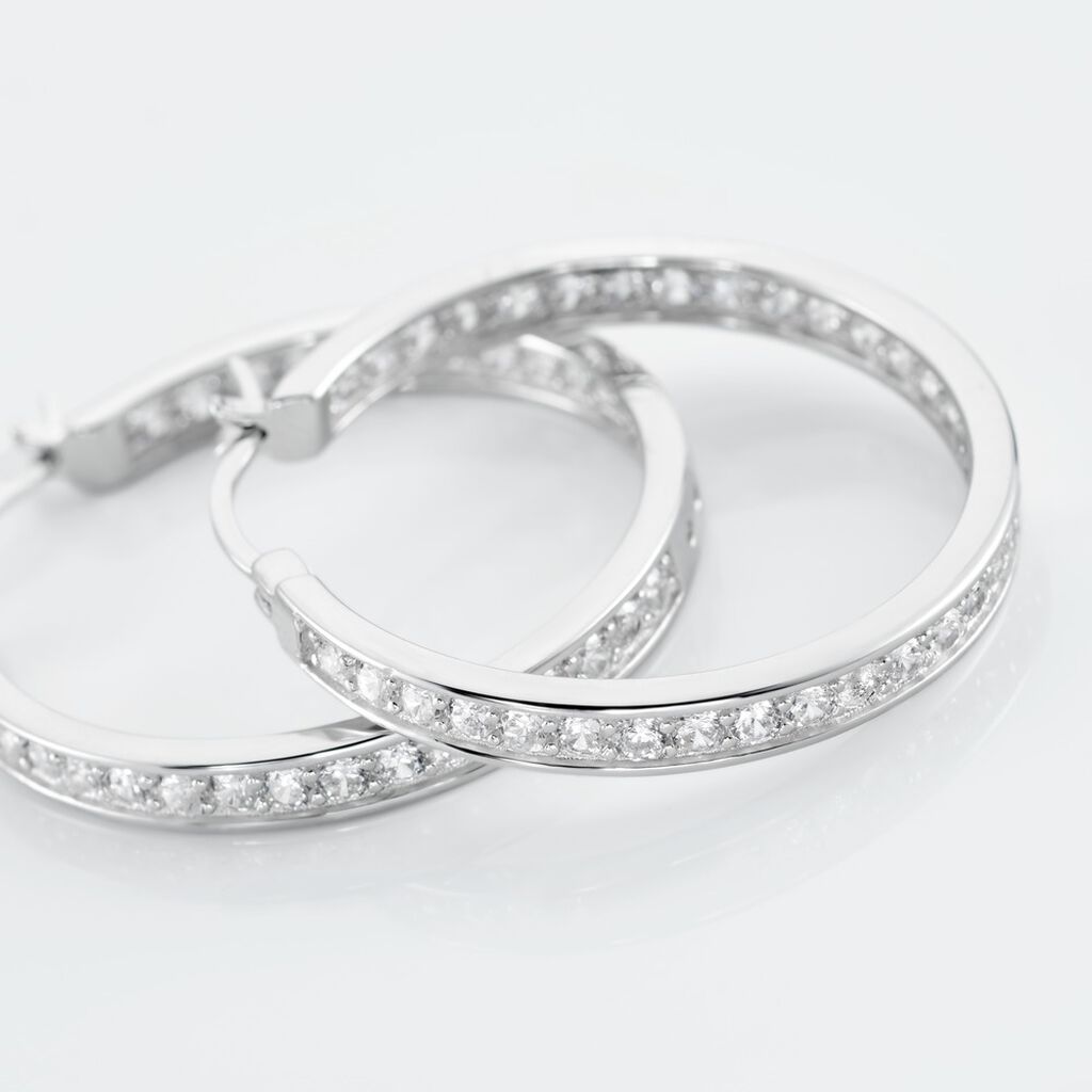 Créoles Django Argent Blanc Oxyde De Zirconium - Boucles d'oreilles Créoles Femme | Marc Orian