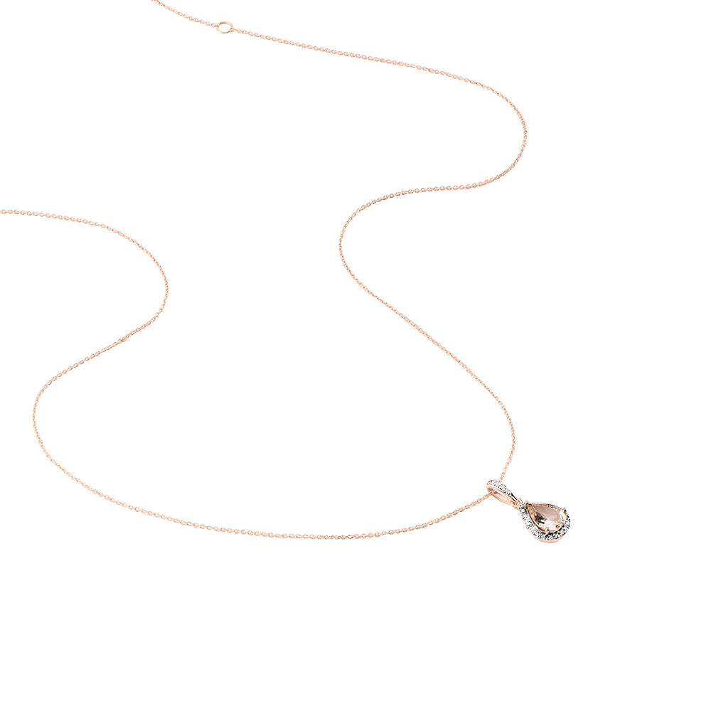 Collier Alice Or Rose Morganite Et Oxyde De Zirconium - Colliers avec pierres Femme | Marc Orian