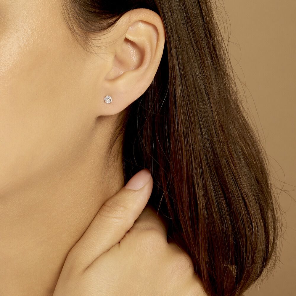 Boucles D'oreilles Puces Laena Argent Blanc Oxyde De Zirconium - Puces Femme | Marc Orian