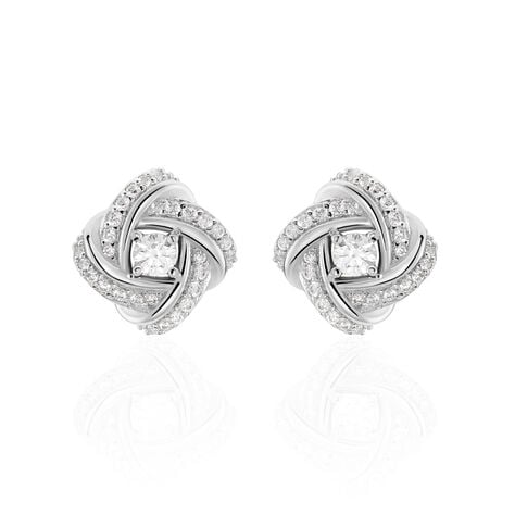 Boucles D'oreilles Puces Anasthase Argent Blanc Oxyde De Zirconium - Pendantes Femme | Marc Orian