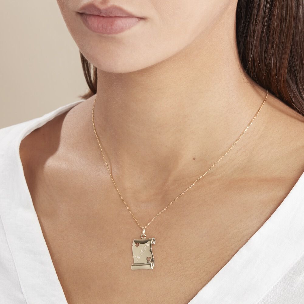Pendentif Sirona Parchemin Message Or Jaune - Bijoux personnalisés Famille | Marc Orian
