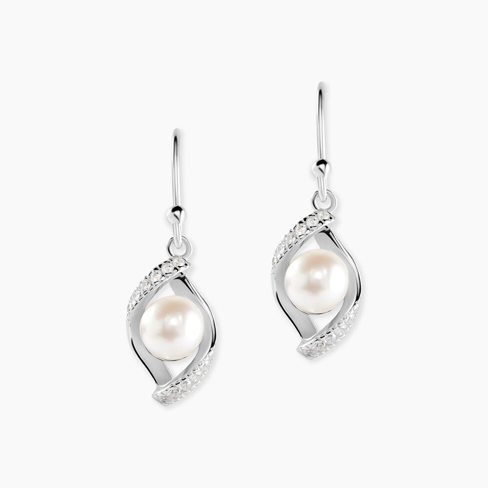 Boucles D'oreilles Pendantes Laurene Argent  Perle De Culture Et Oxyde - Pendantes Femme | Marc Orian