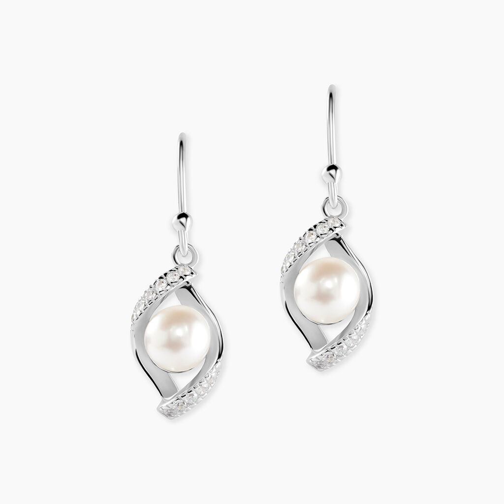 Boucles D'oreilles Pendantes Laurene Argent  Perle De Culture Et Oxyde - Pendantes Femme | Marc Orian