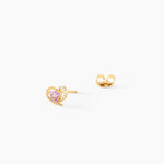 Boucles D'Oreilles Puces Creighton Argent Dor&eacute; A L'Or 750/1000 Am&eacute;thyste Oxyde De Zirconium - Puces Femme | Marc Orian