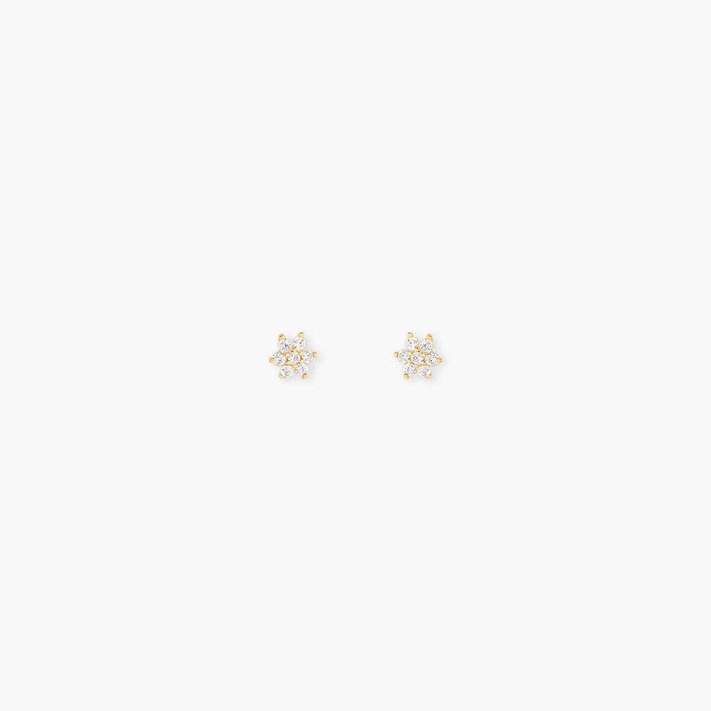 Boucles D'Oreilles Puces Barnabas Or Jaune Oxyde De Zirconium - Puces Femme | Marc Orian