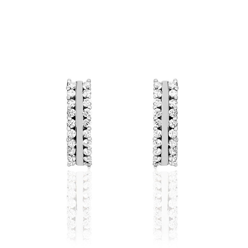 Créoles Sophie Rondes Argent Blanc Oxyde De Zirconium - Créoles Femme | Marc Orian