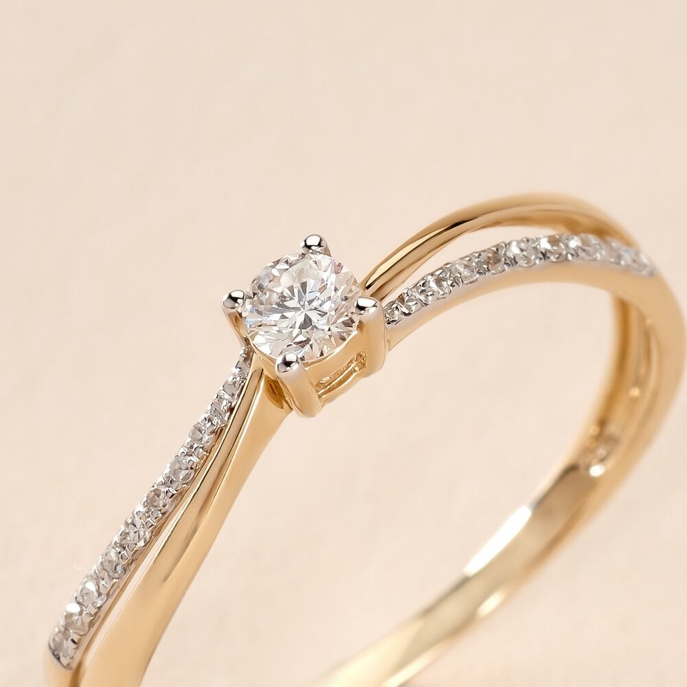 Bague Solitaire Asia Or Jaune Diamant - Parures de mariage Femme | Marc Orian