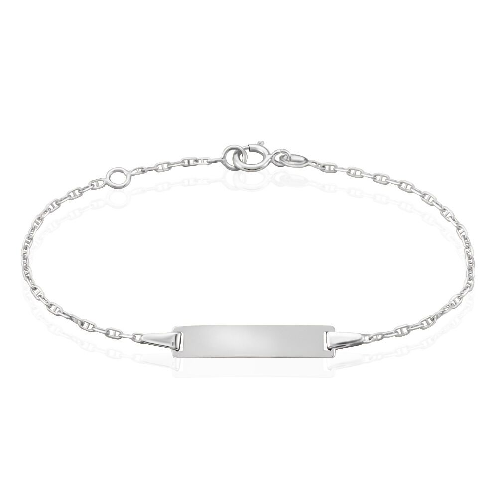 Bracelet Identité Esta Maille Forçat Or Blanc - Gourmettes Enfant | Marc Orian