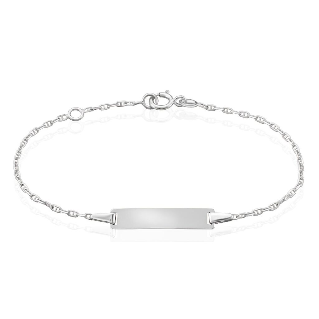 Bracelet Identité Esta Maille Forçat Or Blanc - Gourmettes Enfant | Marc Orian
