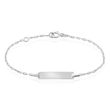 Bracelet Identité Esta Maille Forçat Or Blanc Bracelet Identité Esta Maille Forçat Or Blanc