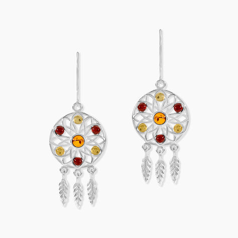 Boucles D'oreilles Argent Blanc Lorena Ambre - Pendantes Femme | Marc Orian