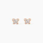Boucles D'oreilles Puces Edme Papillon Or Rose Strass - Puces Femme | Marc Orian
