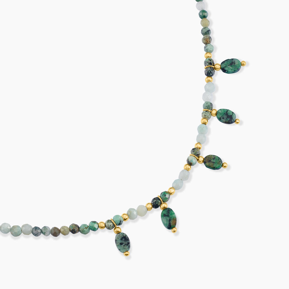 Collier Acier Jaune Turquoise Amazonite Agate - Colliers avec pierres Femme | Marc Orian