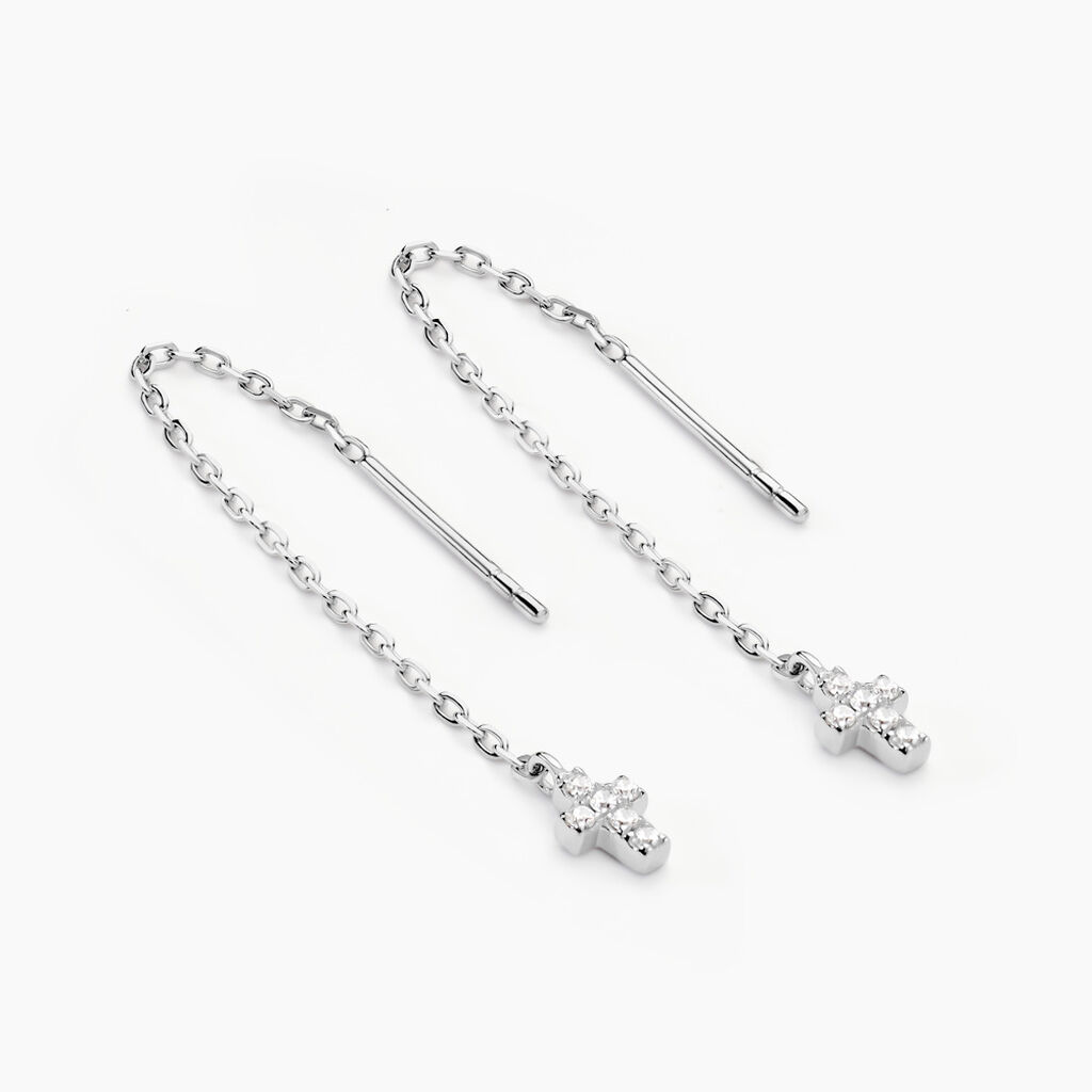 Boucles D'oreilles Pendantes Siem Argent Blanc Oxyde De Zirconium - Pendantes Femme | Marc Orian