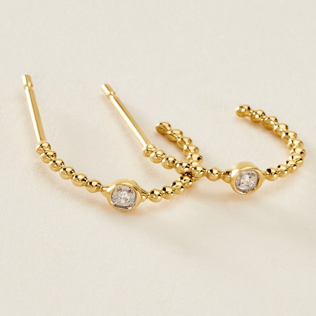 Créoles Pearly Effect Or Jaune Diamant - Boucles d'oreilles pierres précieuses Femme | Marc Orian