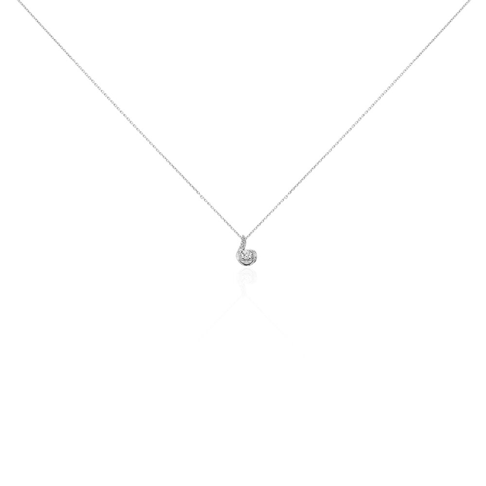 Collier Vrille Accompagnee Or Blanc Diamant - Colliers avec pierres Femme | Marc Orian