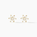 Boucles D'oreilles Puces Clea Fleur Or Jaune Oxyde De Zirconium - Puces Femme | Marc Orian