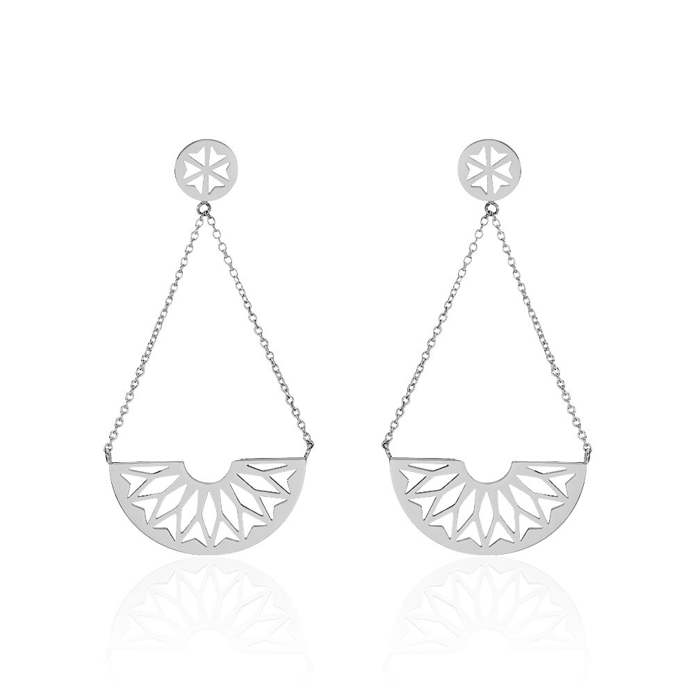 Boucles D'oreilles Pendantes Auxane Acier Blanc - Pendantes Femme | Marc Orian