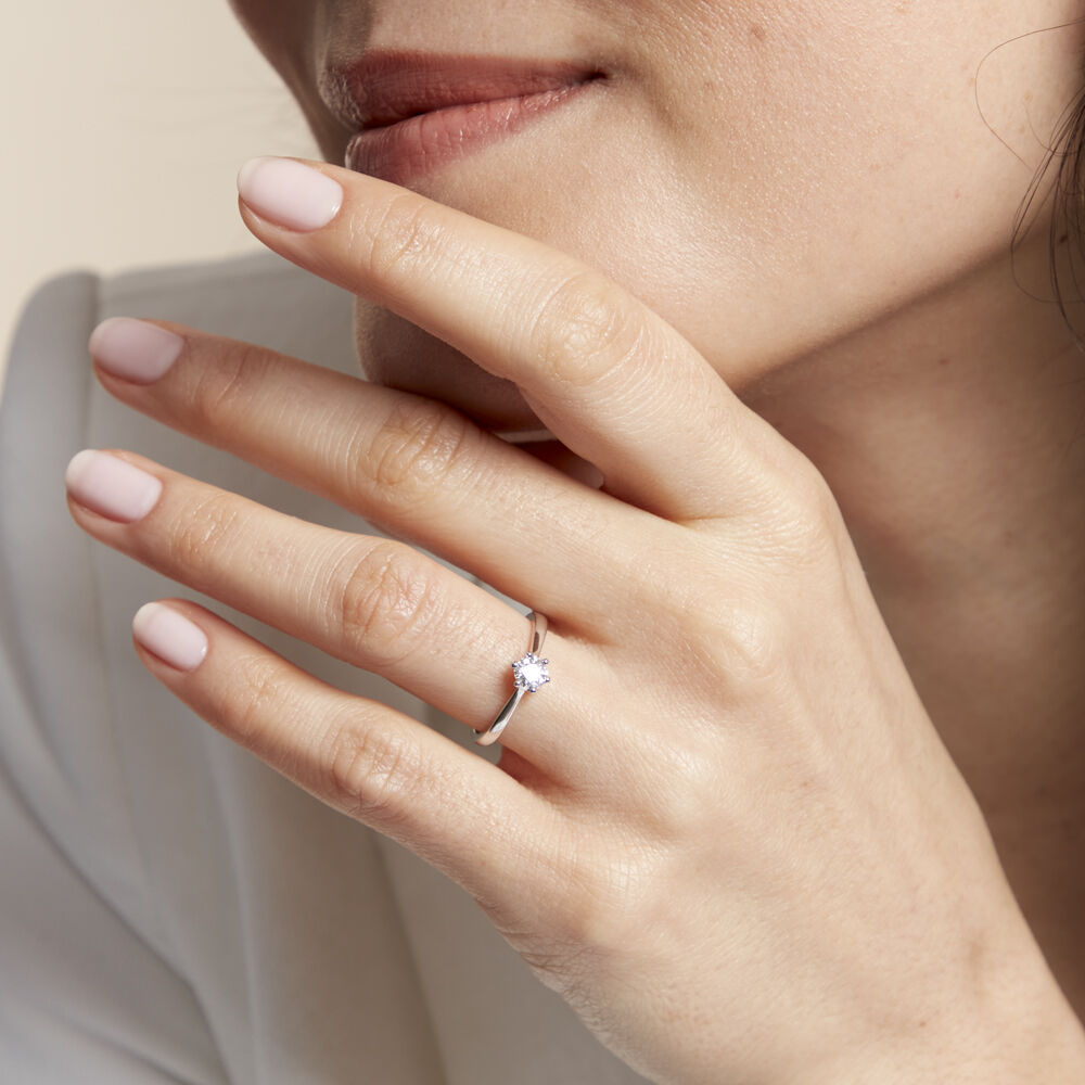Bague Solitaire Athena Or Blanc Diamant - Solitaires Femme | Marc Orian