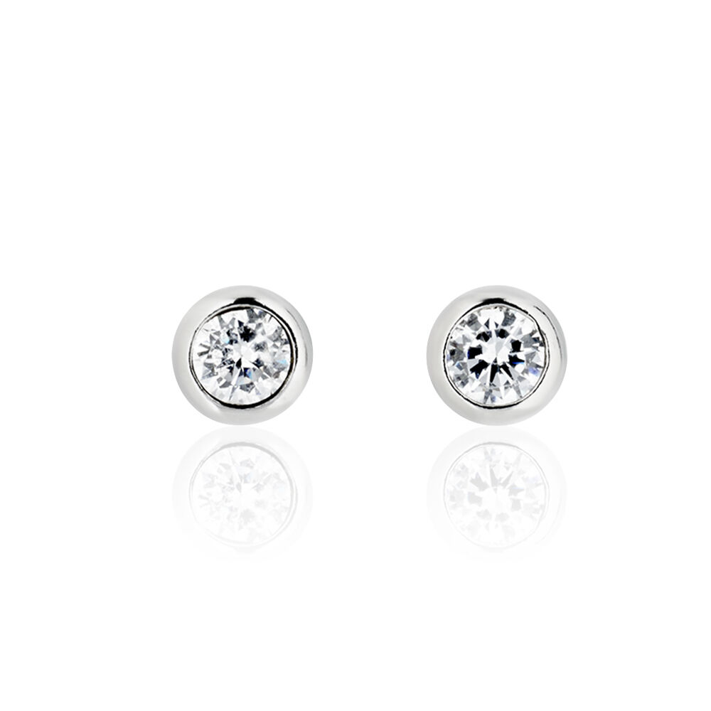 Boucles D'oreilles Puces Talya Argent Blanc Oxyde De Zirconium - Puces Femme | Marc Orian