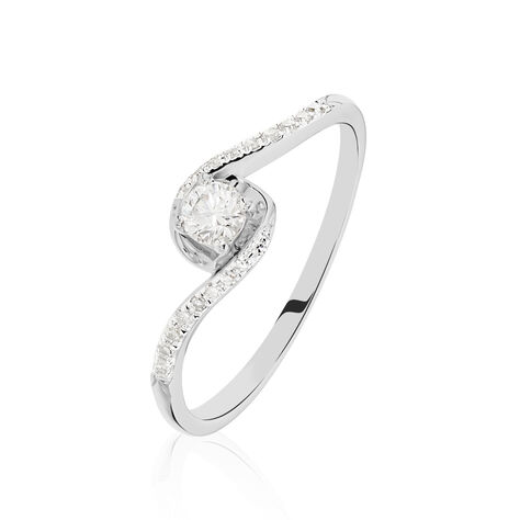 Bague Vrille Accompagnee Or Blanc Diamant - Bagues Solitaire Femme | Marc Orian