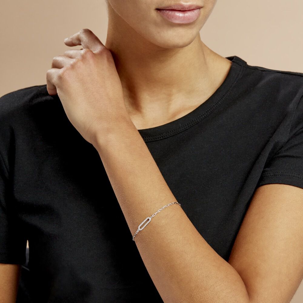 Bracelet Isabel Argent Blanc Oxyde De Zirconium - Bracelets chaînes Femme | Marc Orian