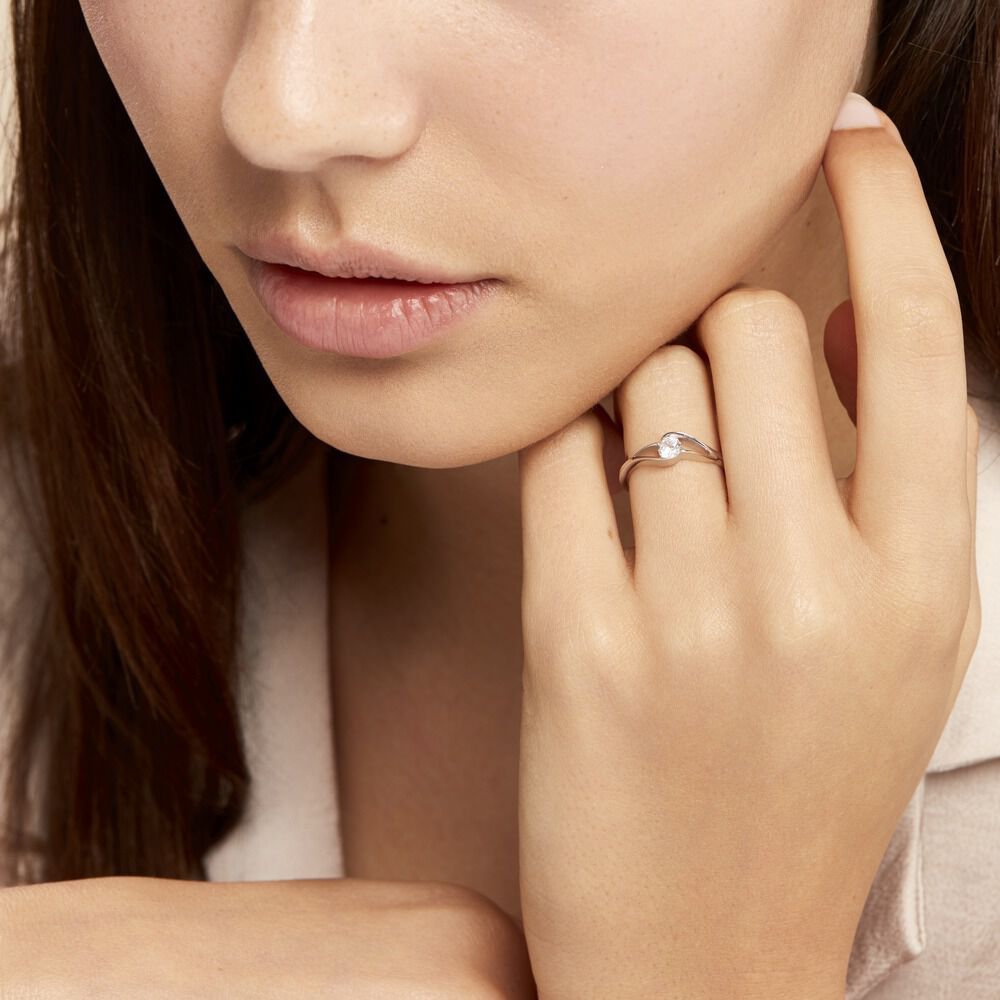 Bague Lysie Argent Blanc Oxyde De Zirconium - Solitaires Femme | Marc Orian