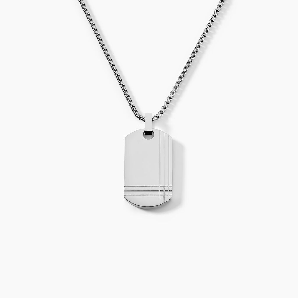 Collier Quadrillage Acier Blanc - Colliers Homme | Marc Orian