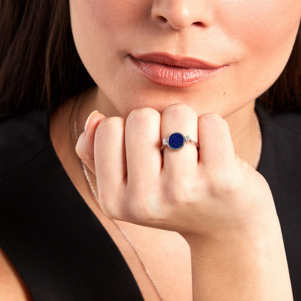 Bague Lunatique Argent Blanc Lapis Lazuli Nacre -  Femme | Marc Orian