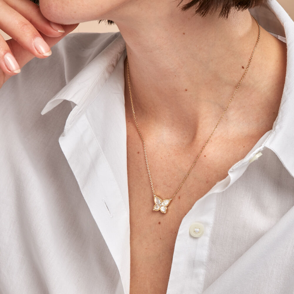 Collier Areli Plaque Or Doré Nacre Oxyde De Zirconium - Colliers avec pierres Femme | Marc Orian