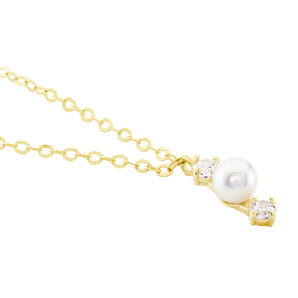 Collier Or Jaune Audrea Perle De Culture Oxydes De Zirconium - Colliers avec pierres Enfant | Marc Orian