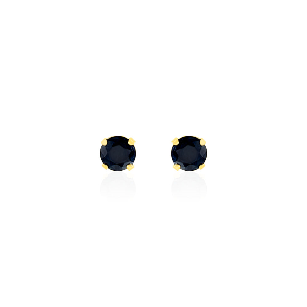 Boucles D'oreilles Puces Elea Serti Griffe Or Jaune Saphir - Puces Femme | Marc Orian