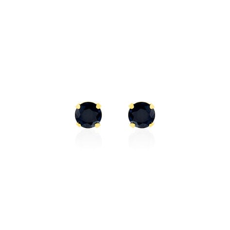 Boucles D'oreilles Puces Elea Serti Griffe Or Jaune Saphir - Puces Femme | Marc Orian