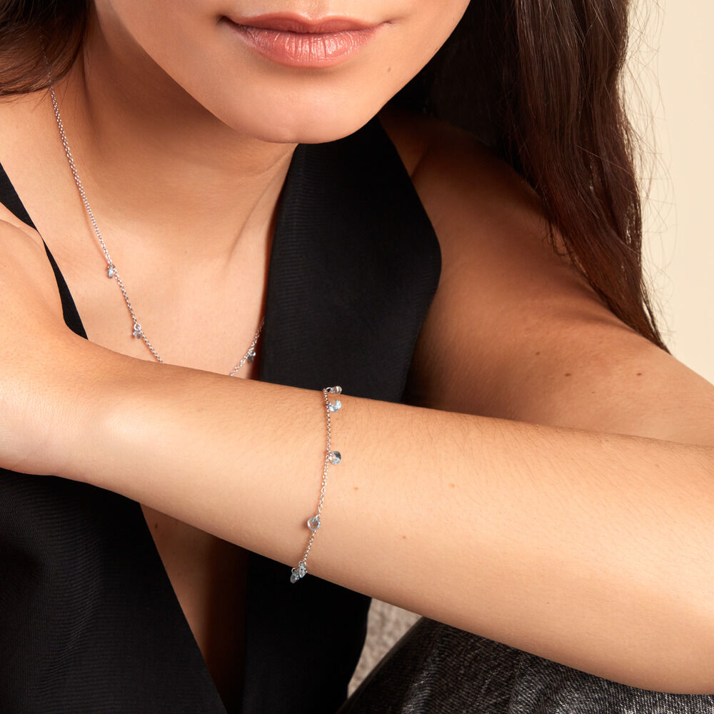 Bracelet Collie Argent Blanc Oxyde De Zirconium - Bracelets chaînes Femme | Marc Orian